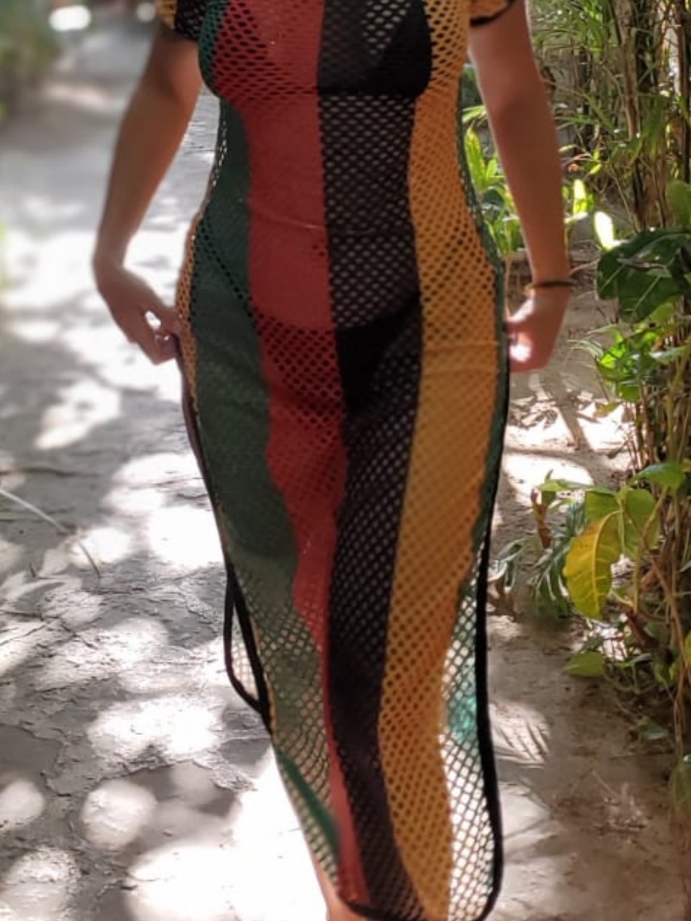 Women’s Multicolor Net Cover-Up Dress — Beach Swimwear